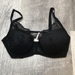 VICTORIA'S SECRET LUXE LINGERIE FISHNET BLACK LACE 3/4 CUP PUSH UP BRA 34D NWT
